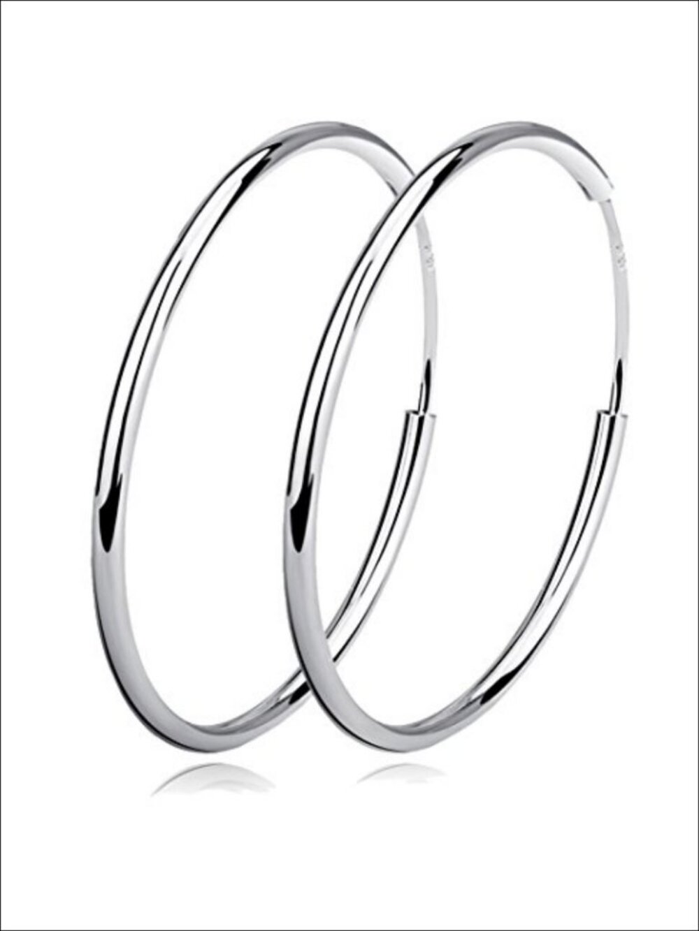 Sterling Silver Hoop Earrings Polished Round Circle Endless 40mm